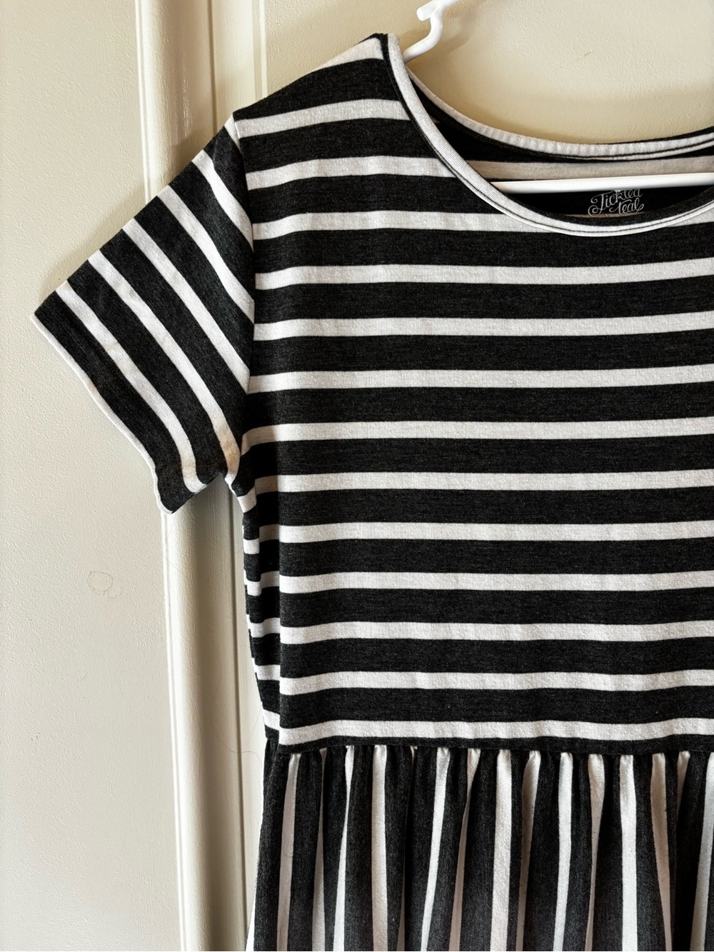 Tickled Teal - Grey and White Striped Women’s Dress Size Medium